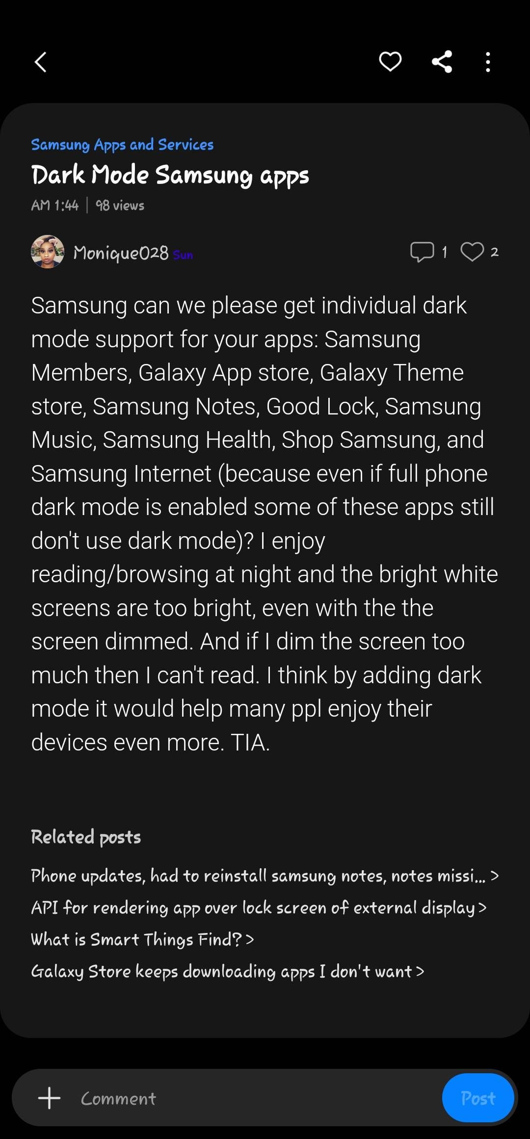 samsung dark mode apps