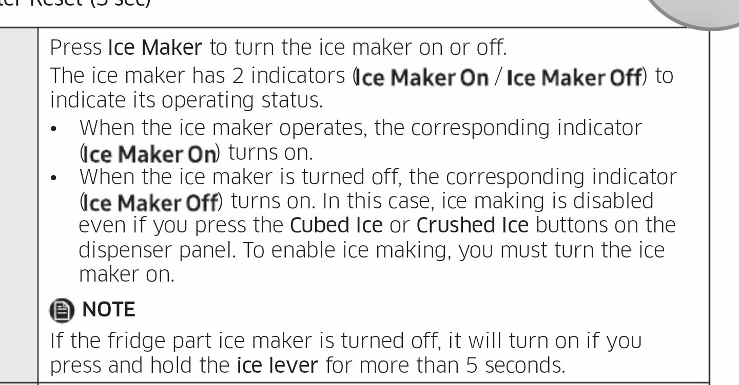 Solved Samsung rs27t5200sr turn on ice maker Samsung Community 2640131