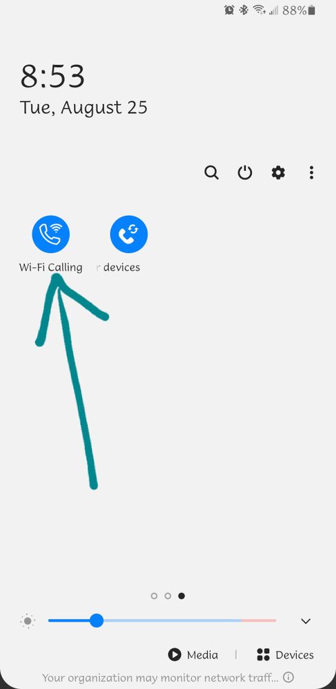 Here's the WiFi calling button in the quick panel