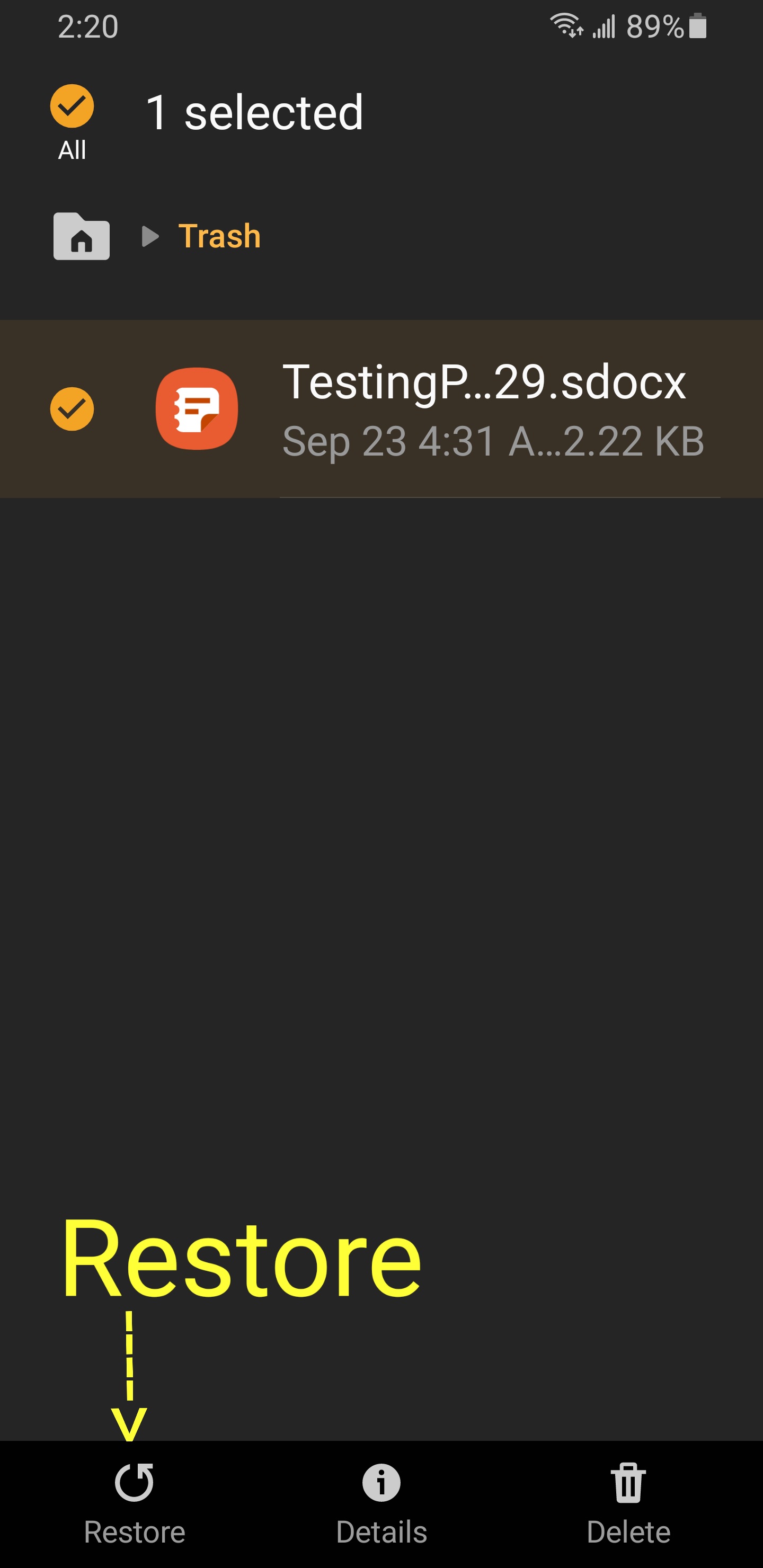 Solved: where is the trash in "my files" app? - Samsung Community - 1300469