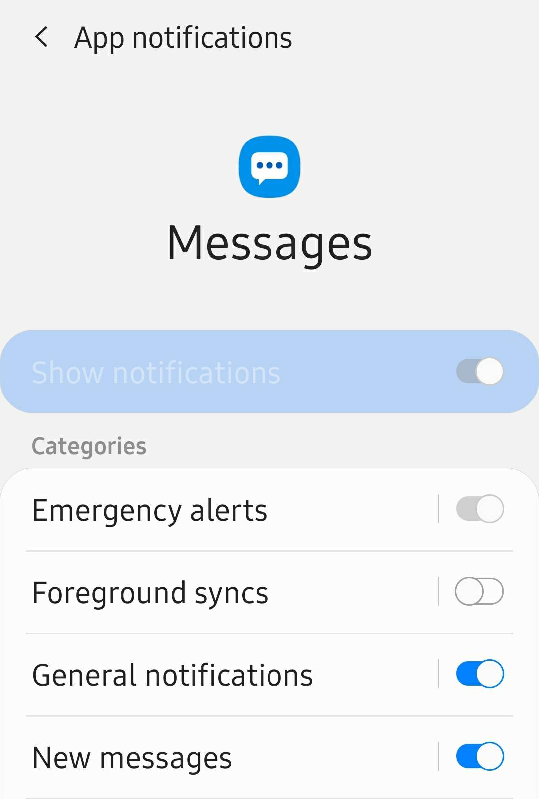 samsung a50 message notification