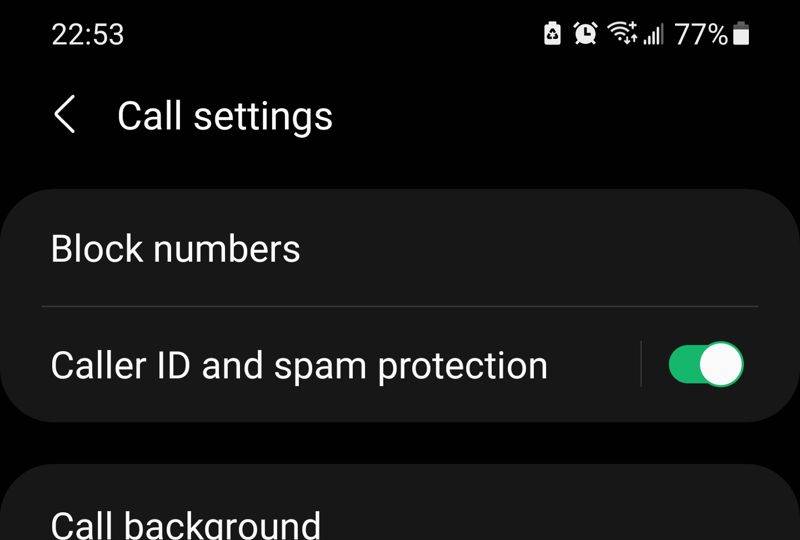 how to turn on caller id and spam protection samsung s21