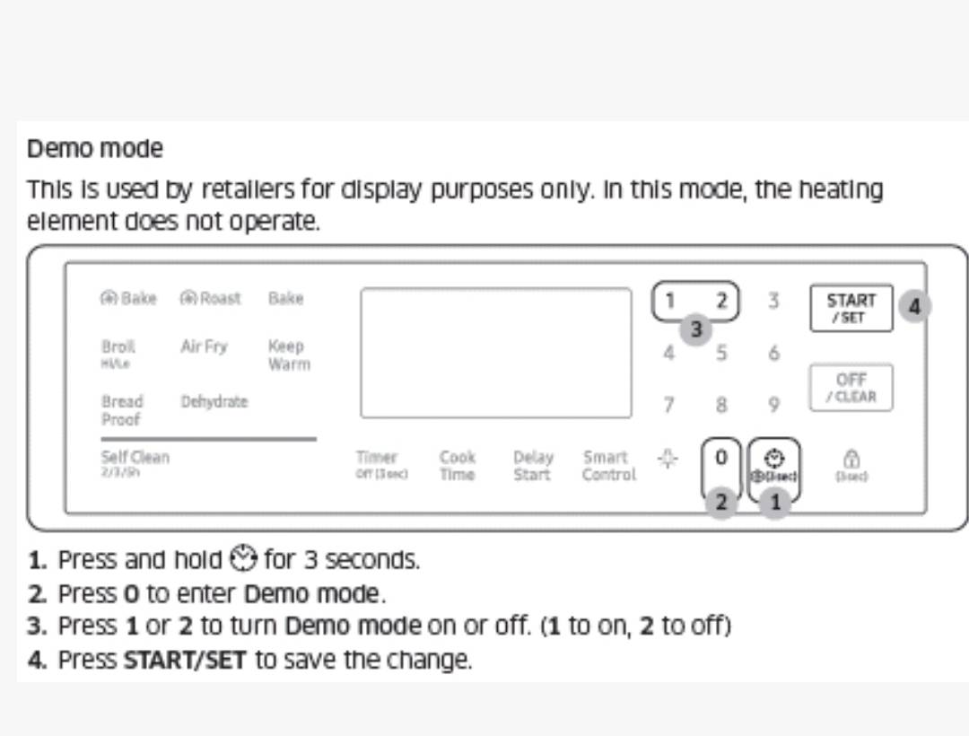 Solved: How to get your range out of Demo/Test mode - Samsung Community ...