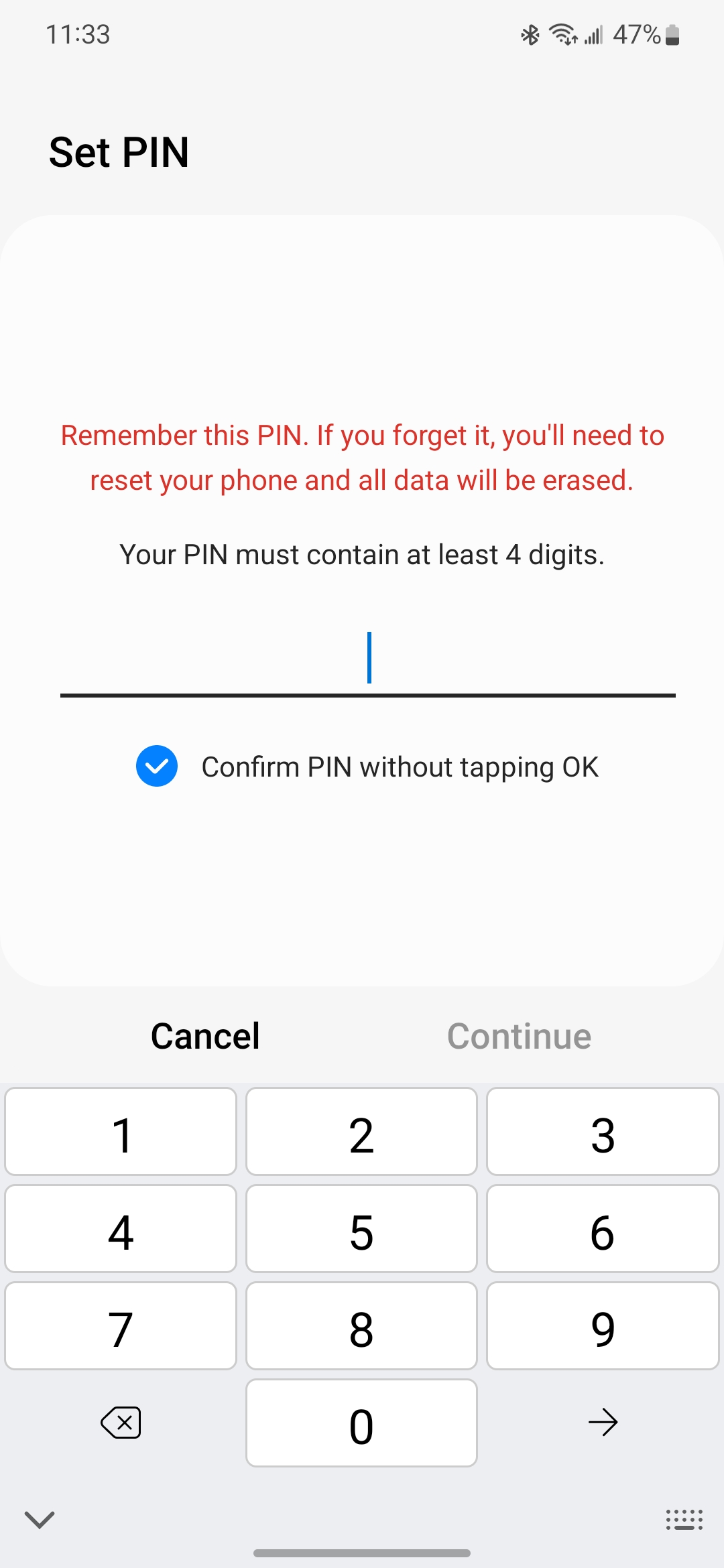 Solved: PIN passcode needs to press ok to unlock - cannot ... - Samsung ...