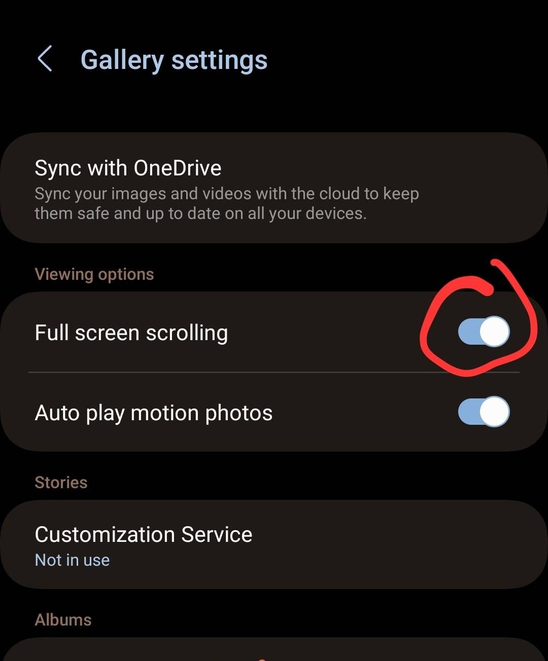 Full screen scrolling settings in Gallery app - Samsung Community - 2403891